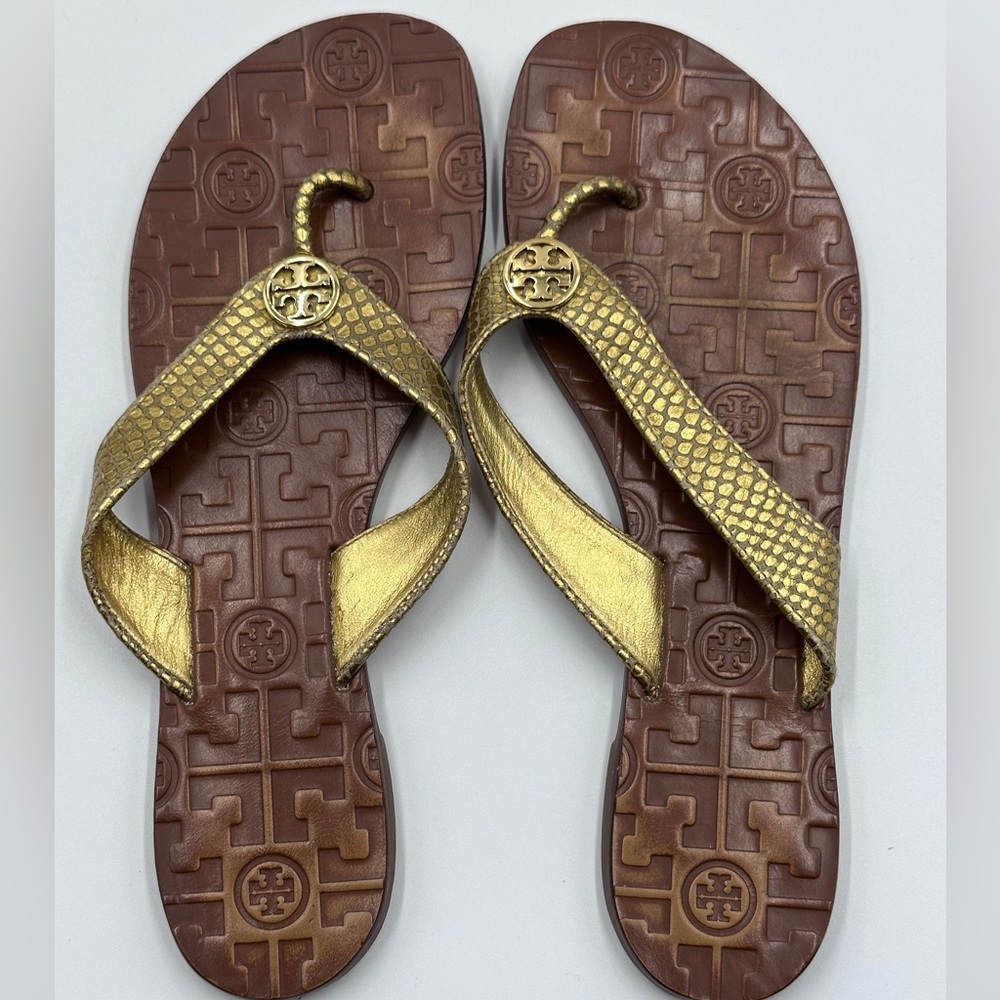 Tory Burch snake Thora sandal Gold size 7 gently worn